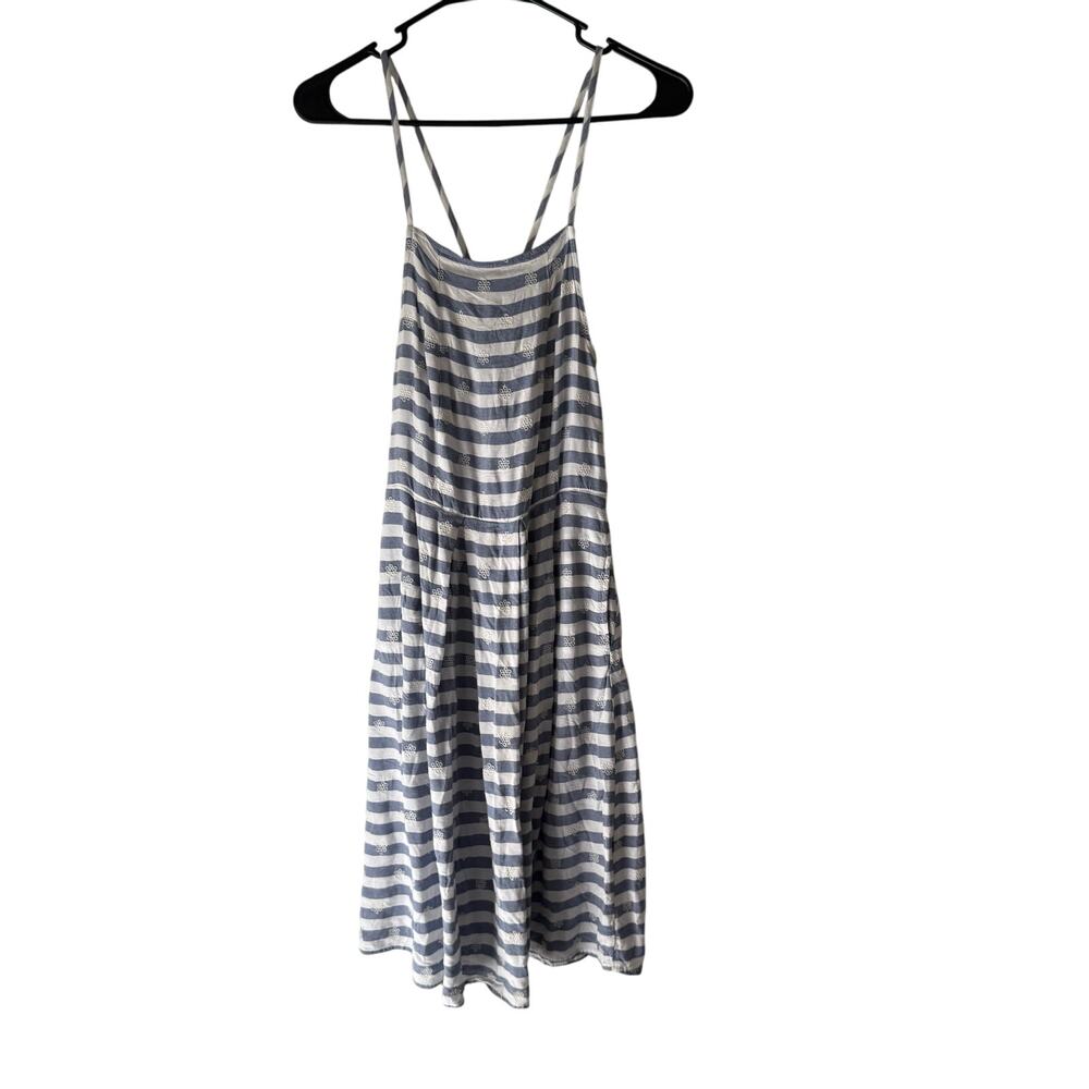 SO Size Medium Striped White Blue Racerback Mini Dress Cottage Coastal